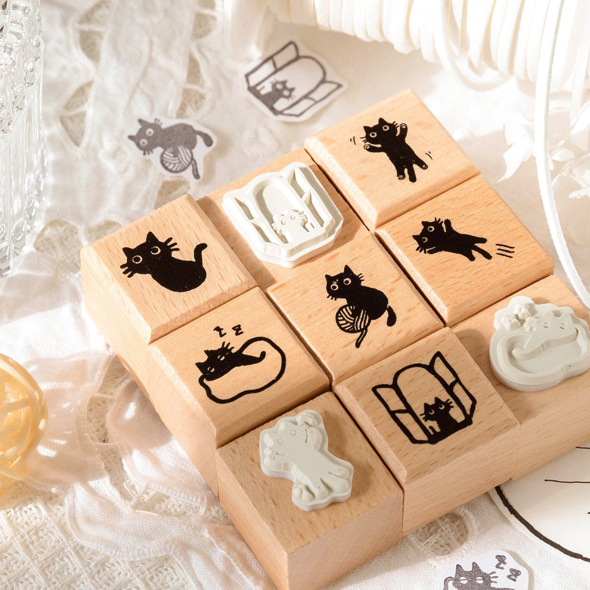 Cat Wooden Stamp for Bullet Journal