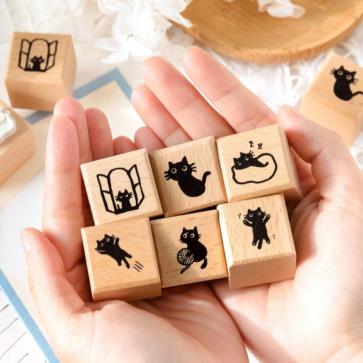 Cat Wooden Stamp for Bullet Journal