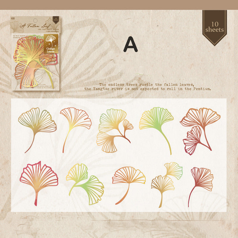 Laser cutter die cut leaf stickers 10pcs