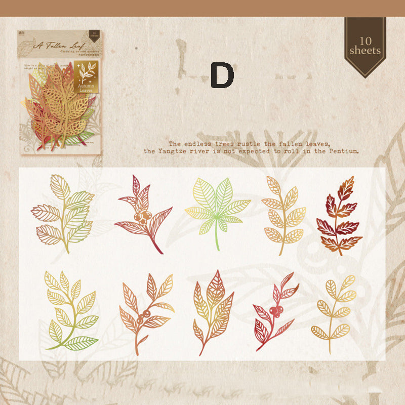 Laser cutter die cut leaf stickers 10pcs