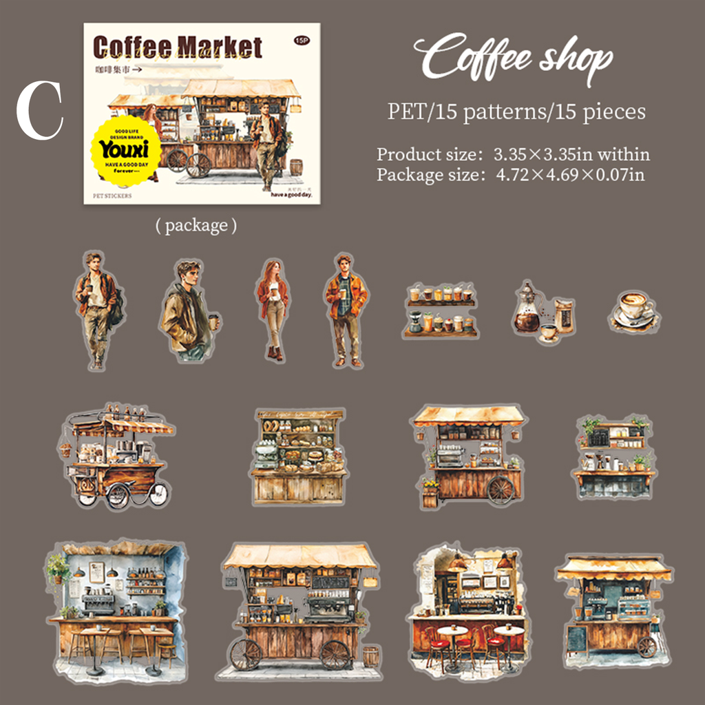 Coffee Market PET Sticker