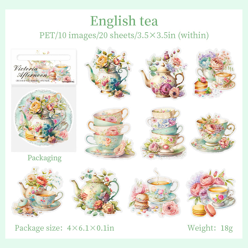 Floral Tea Set PET Stickers