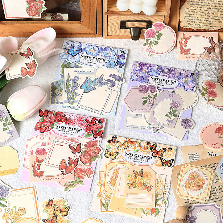 Falling Flowers Long Note Paper 30pcs