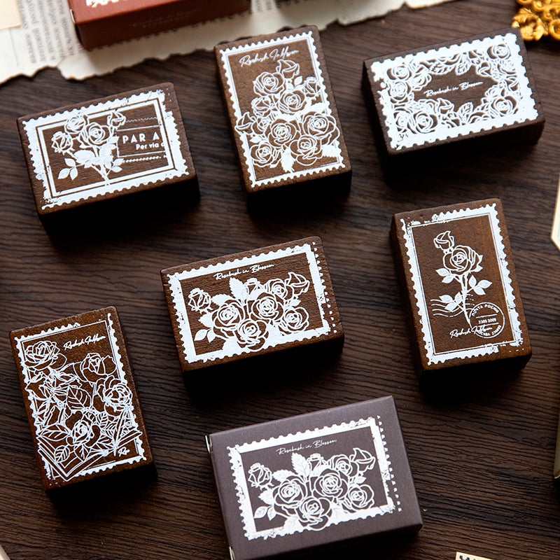 Blooming Rose Series wooden Stamps