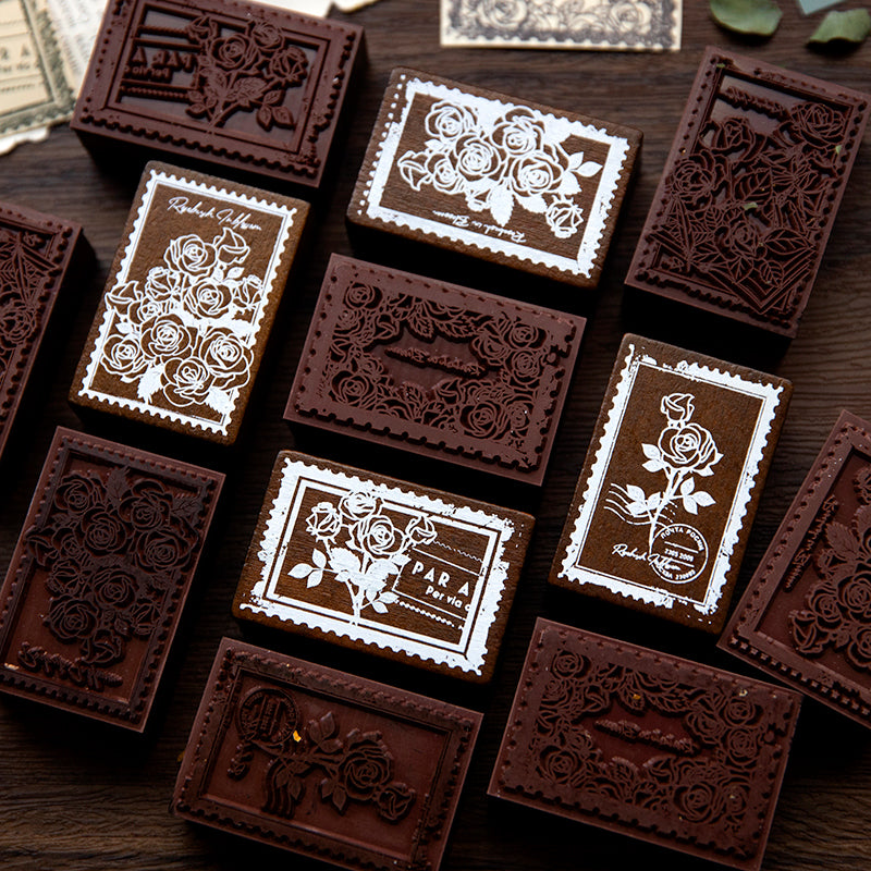 Blooming Rose Series wooden Stamps